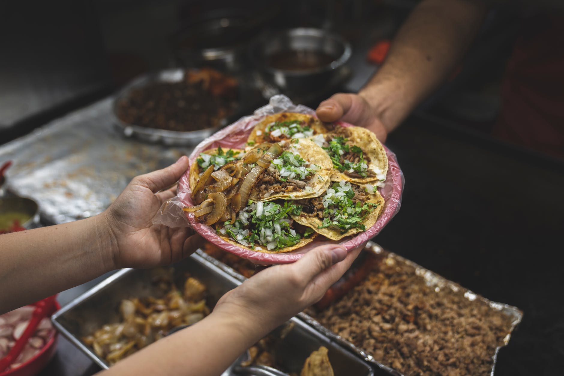 person holding red and green vegetable dish